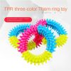 tri-color rubber prickly ring dog  toy