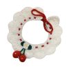 White Crochet Cherry Bib Handmade Knitted Dog Collar