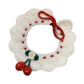 White Crochet Cherry Bib Handmade Knitted Dog Collar