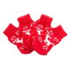 4 Pcs Christmas Red Elk Dog Knitted Pet Socks