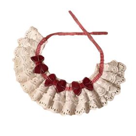 Handmade Dog Red Bowknot Retro Lace Collar