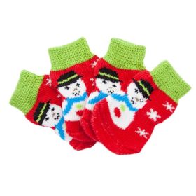 4 Pcs Dog Knitted Pet Socks, Snowman