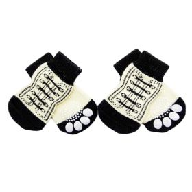 4 Pcs White Shoes Pattern Socks Knitted Pet Socks