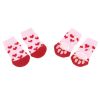 4 Pcs Knit Dog Socks Pink Red Hearts