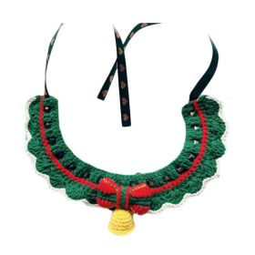 Green Red Handmade Crochet  Collar for Dogs