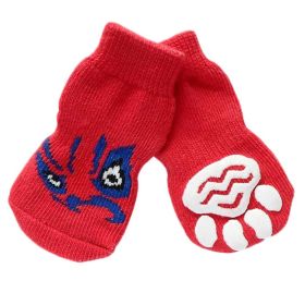 4 Pcs Cute Puppy Socks, Red Chinese Opera Face