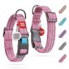 Reflective Cotton Dog Collar, Pink 10-16 inch Neck x 4/5