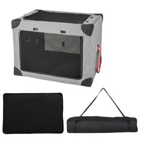 M/L 3-Door Dog Crate, Removable Pad and Metal Frame