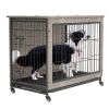 38'' Heavy Duty Wooden Dog Kennel Double Doors & Flip-Top for Large Dogs,