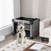 M/L 3-Door Dog Crate, Removable Pad and Metal Frame