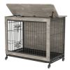 38'' Heavy Duty Wooden Dog Kennel Double Doors & Flip-Top for Large Dogs,