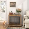 Furniture Style Dog Crate Side Table Double Doors & Lift Top.