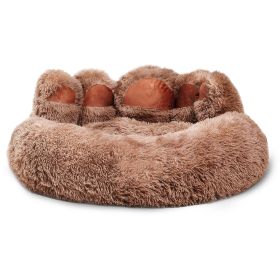 Cute Dog Bear Paw Shape Dog Bed (Option: Khaki-30inch)