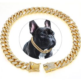 Dog Chain Crystal Artificial Diamondoid Dog Collar (Color: Golden, size: 4XL)