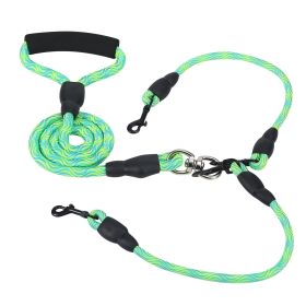 Double Dogs Leash No-Tangle (Color: Green)