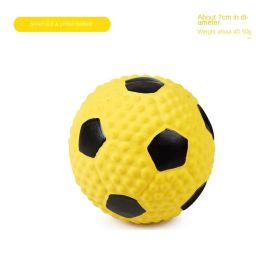 Squeaky Dog Toys; Natural Latex Rubber Dog Balls (colour: Small yellow football)