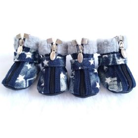 Pet Booties Set, 4 PCS Warm Winter Snow Stylish Shoes (Color: White, size: L)