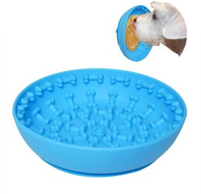 Dog Slow Bowl Feeder Bowls with Suction Cup (Color: Blue)