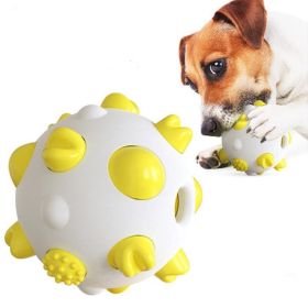 Pet Dog Toy Interactive Chew  Rubber Ball (Color: Yellow)