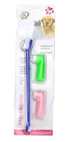 Two Headed Dog Toothbrush Set (Color: Blue)