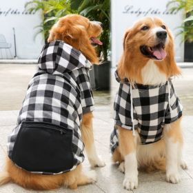 Plaid Dog Hoodie Small Medium Dogs (colour: Zipper pocket coat black and white, size: M (chest circumference 42, back length 30cm))