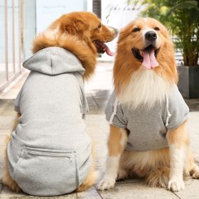 Plaid Dog Hoodie Small Medium Dogs (colour: Big dog zipper pocket sweater grey, size: 4XL (chest circumference 82, back length 62cm))