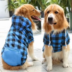 Plaid Dog Hoodie Small Medium Dogs (colour: Zipper pocket coat blue black plaid, size: 4XL (chest circumference 82, back length 62cm))