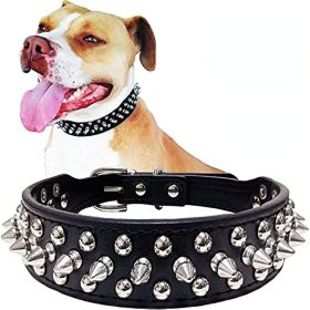 Adjustable Microfiber Leather Spiked Studded Dog Collar (Color: Pink, size: L(15"-18.5" / 38cm-47cm))