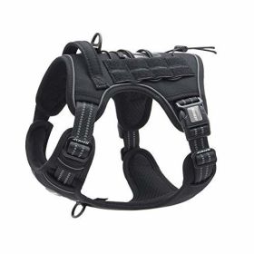 Tactical Dog Harness for Small Medium Dogs (Color: Black, size: M(Neck)