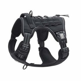 Tactical Dog Harness for Small Medium Dogs (Color: Black, size: XL(Neck)