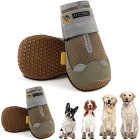 Dog Boots for Small Medium Large Dogs (Color: Khaki-waterproof, size: #5 (width 2.16 inch) for 40-58 lbs)