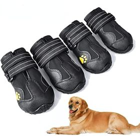 Dog Boots; Waterproof Dog Shoes; (Color: Black, size: Size 1)