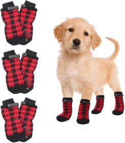 Chrismas Anti-Slip Dog Socks 4pcs (colour: red, size: S (4 sets))