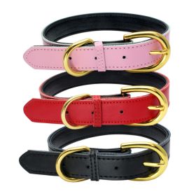 Genuine Leather Dog Collar; Wide Dog Collar (Specification (L * W): M 42*2.0cm, colour: black)