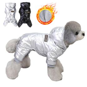 Winter Warm Dog Jumpsuit Waterproof for Small Dogs (Color: Silver, size: M)