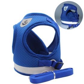 Dog Harnesses and dog leash set (Specification (L * W): XL, colour: Blue)