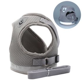 Dog Harnesses and dog leash set (Specification (L * W): L, colour: silver grey)