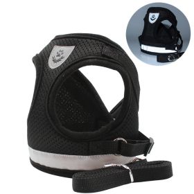 Dog Harnesses and dog leash set (Specification (L * W): S, colour: black)