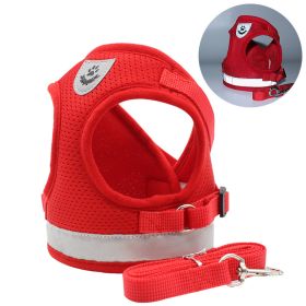 Dog Harnesses and dog leash set (Specification (L * W): S, colour: red)