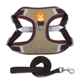 Dog Harnesses and leash set (Specification (L * W): S, colour: Brown)