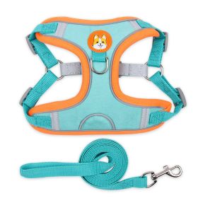 Dog Harnesses and leash set (Specification (L * W): S, colour: Lake blue)