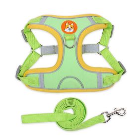 Dog Harnesses and leash set (Specification (L * W): S, colour: Green)