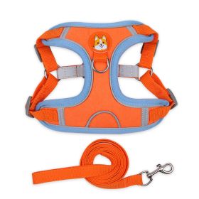 Dog Harnesses and leash set (Specification (L * W): S, colour: Orange)