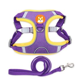 Dog Harnesses and leash set (Specification (L * W): XL, colour: purple)