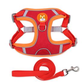 Dog Harnesses and leash set (Specification (L * W): M, colour: red)