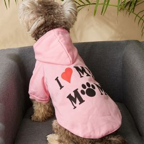 Pet Hoodie; I Love My Mom Dog Hoodie (Color: Pink, size: S)