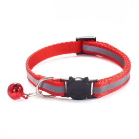 Reflective Dog Collar with Bell Neck Adjustable (Color: Red, size: M)