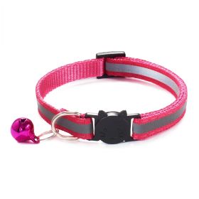 Reflective Dog Collar with Bell Neck Adjustable (Color: Pink, size: M)