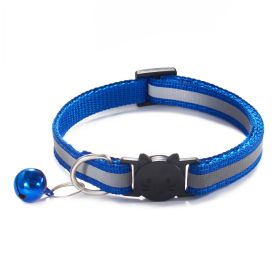 Reflective Dog Collar with Bell Neck Adjustable (Color: deep blue, size: M)