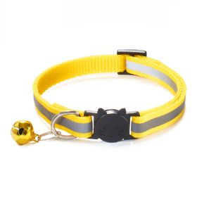 Reflective Dog Collar with Bell Neck Adjustable (Color: Yellow, size: M)